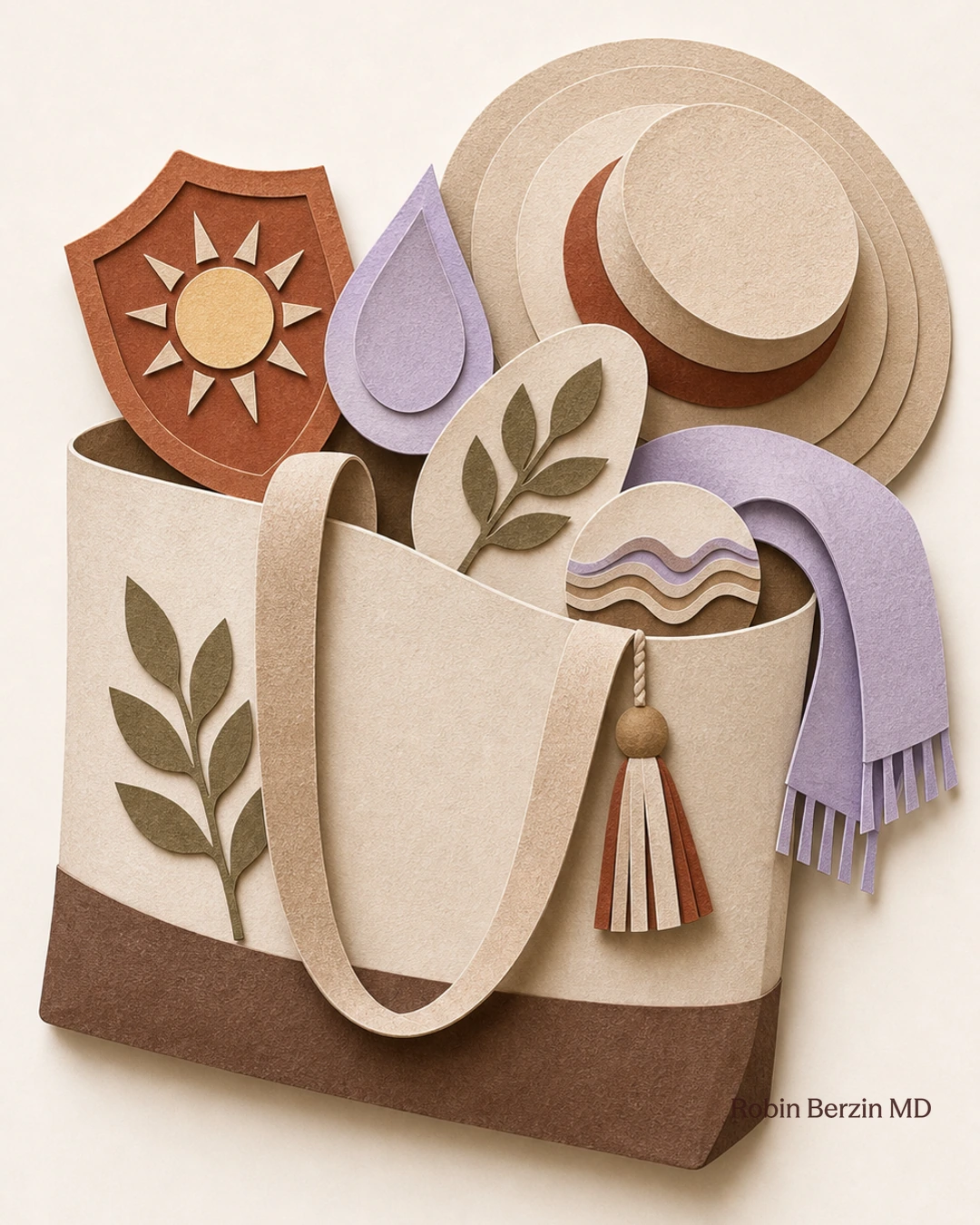 5 Summer Essentials I Can’t Live Without editorial cut-paper collage illustration