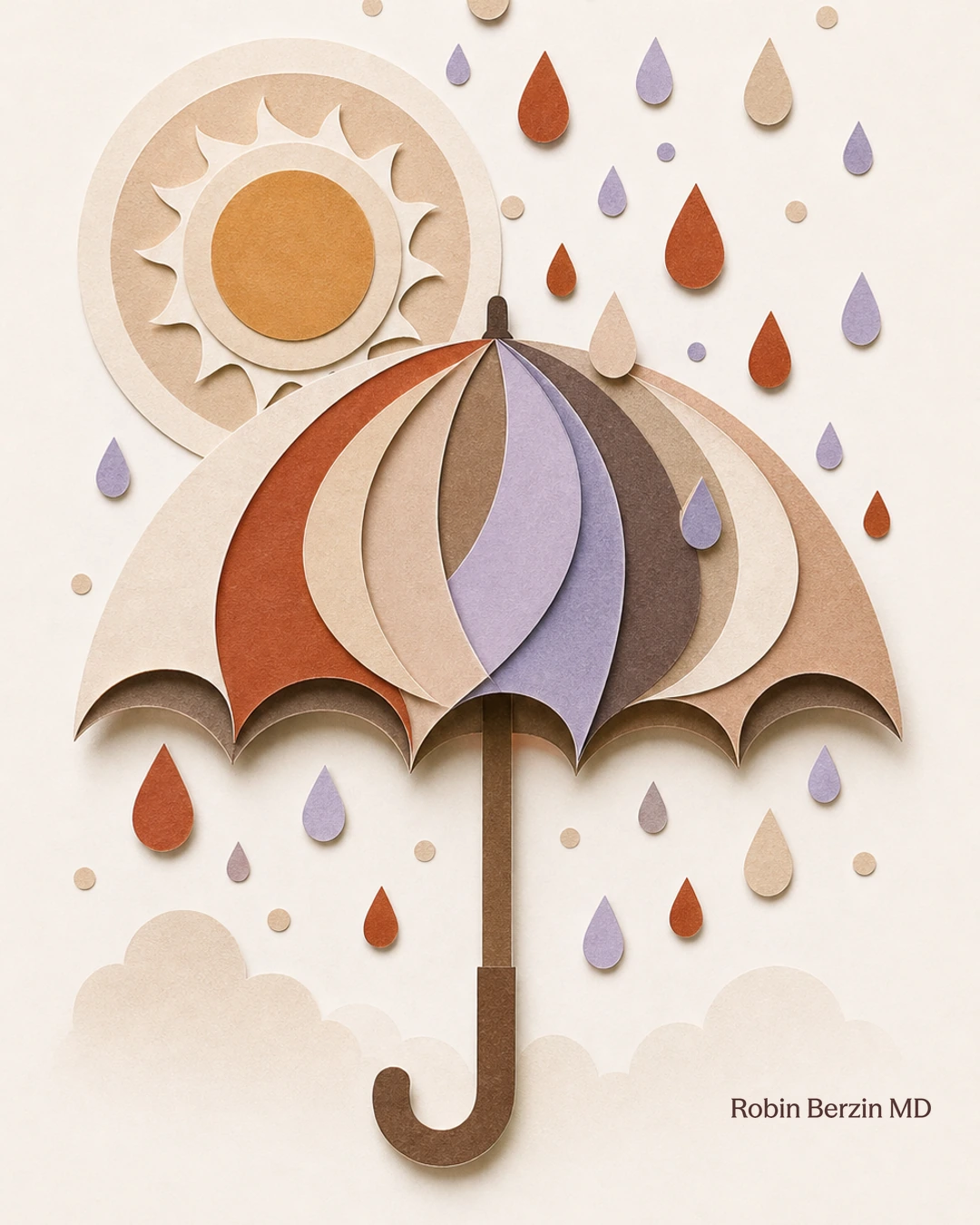 It’s raining men(opause) editorial cut-paper collage illustration