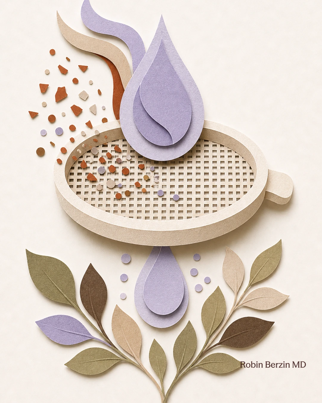 My personal microplastics protocol editorial cut-paper collage illustration