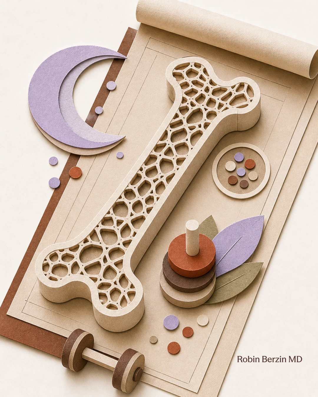 Your bone density blueprint editorial cut-paper collage illustration