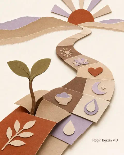 Before You Set Any 2026 Health Goals, Read This editorial cut-paper collage illustration