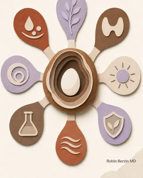 Fertility Over 35: 8 Evidence-Backed Levers editorial cut-paper collage illustration