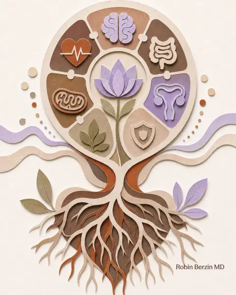 Functional medicine changed my life. editorial cut-paper collage illustration