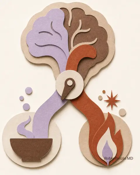 GLP-1s and Libido: What the Research Shows editorial cut-paper collage illustration