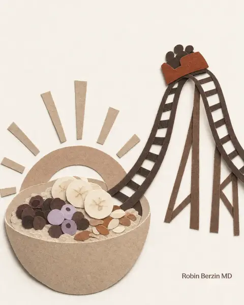 A breakfast cereal bowl becoming a blood sugar roller coaster.