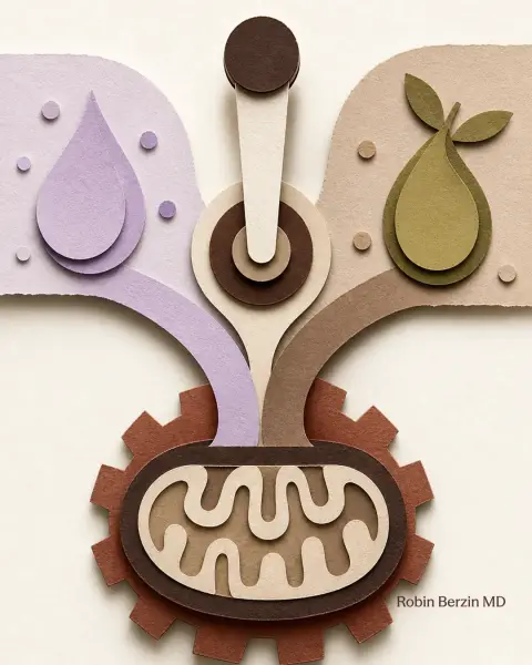 Metabolic flexibility: The secret engine behind energy, fat loss, and longevity. editorial cut-paper collage illustration