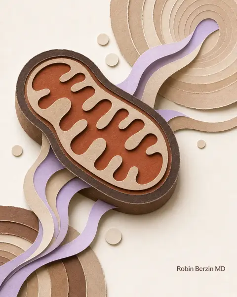 If You Only Fix One Thing for Longevity, Make It Your Mitochondria. editorial cut-paper collage illustration