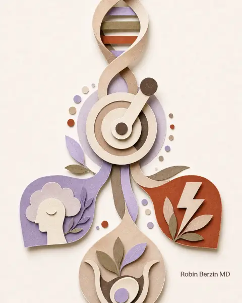 MTHFR mutations can cause anxiety, fatigue and fertility issues. You likely have one. editorial cut-paper collage illustration