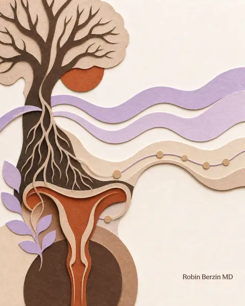 Your Nervous System Is a Fertility Organ editorial cut-paper collage illustration
