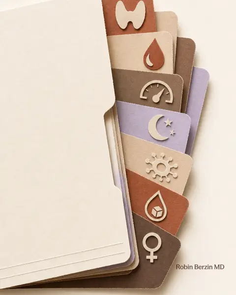 Normal Labs but Still Tired? 7 Root Causes editorial cut-paper collage illustration