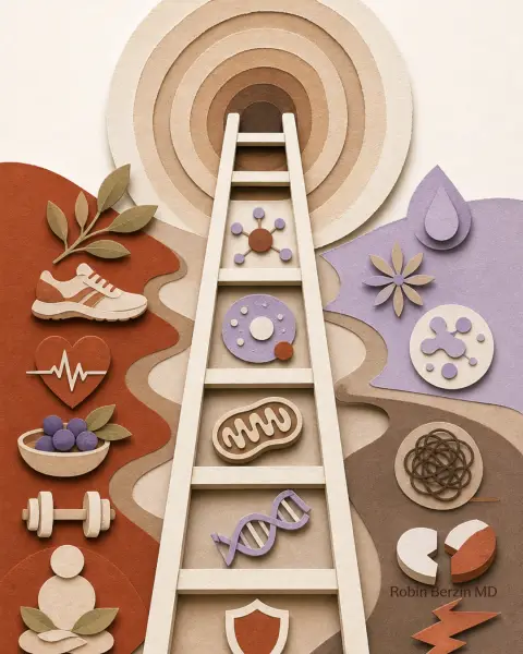 Loooongevity: Which Treatments & Therapeutics Actually Work? editorial cut-paper collage illustration