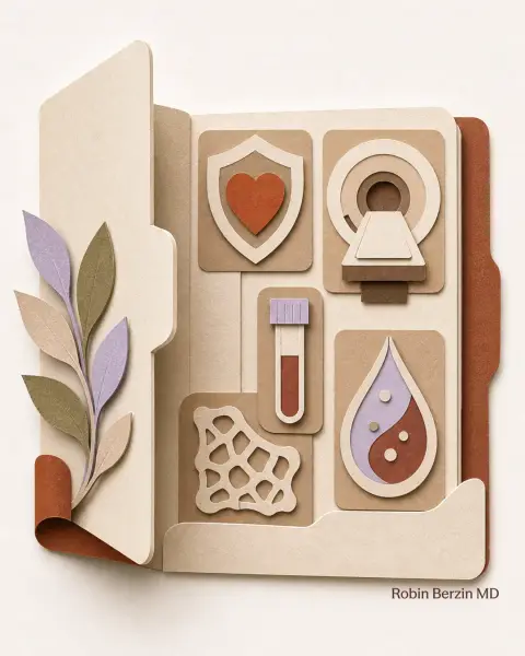 Your comprehensive preventative health checklist. editorial cut-paper collage illustration